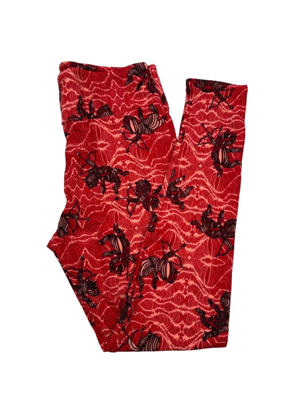 LuLaRoe TC Leggings Womens Tall Curvy Valentines Cupid Hearts Red Black New